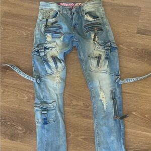 Men's Distressed Blue Jeans